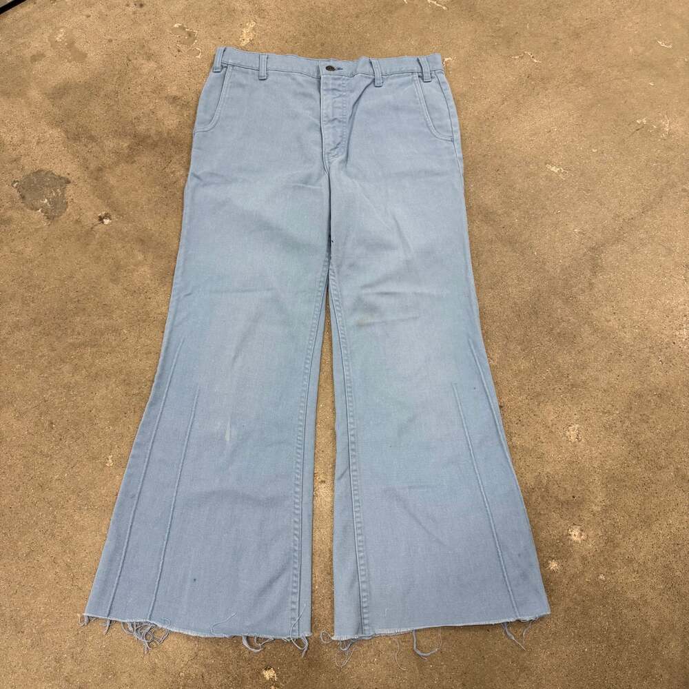 Vintage 80s Levis 686 Bell Bottom Flare Disco Jeans Blue 34x29 USA Hippie